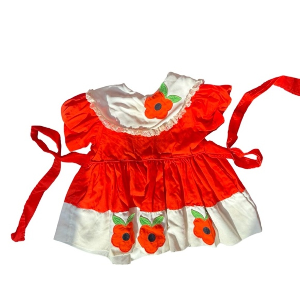 Vintage JCPenney Toddle Time Toddler‎ Girls Red Dress White Collar Trim Size 2T